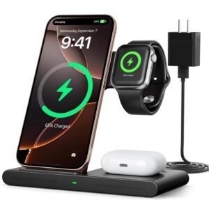 2025 Traveling Portable Wireless Fast Charger for Apple & Android Charging Station, 3 in 1 Charging for iPhone 16 15 14 13 12, Apple Watch Series & Air pods 4 3 2 Pro, Samsung Galaxy-Gifts for Family