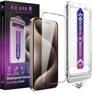 2 Pack Screen Protector for iPhone 16 Pro Max, 9H Tempered Glass, Full Coverage, Anti-Fingerprint, Auto Dust-Elimination, No Bubble, Easy Installation