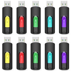 Aiibe 128GB Flash Drive 10 Pack 128GB Thumb Drive USB Drive USB 2.0 Memory Stick Jump Drives for PC Laptop (Red Green Cyan Yellow Purple)