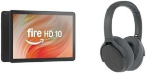 Amazon Fire HD 10 tablet (32 GB, Black) Noise Cancelling Headphone Bundle