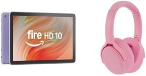 Amazon Fire HD 10 tablet (32 GB, Lilac) Noise Cancelling Headphone Bundle