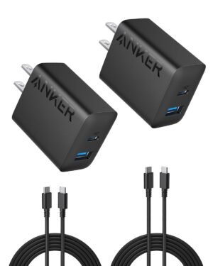 Anker iPhone 17/16 Charger, 2-Pack 20W Fast USB C Charger Block, for iPhone 16/16 Pro Max/15 Series/iPad Pro and More (Black, 2 Pack & 2 Cable)