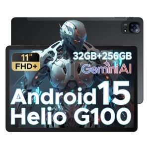 DOOGEE Tab E3 Android 15 Tablet 2025, 11 Inch Tablet, Octa-Core Helio G100,32GB+256GB/2TB, 8800mAh Battery, 90Hz Screen, Gemini AI, Dual SIM/BT5.2/5G WiFi/GPS/Face ID, Gray