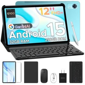 DOOGEE Tab E3+ Android 15 Tablet,Helio G100 Octa-Core,12 inch Tablet,32GB+256GB/TF 2TB,90Hz Display,8800mAh,Tablets with Keyboard,Pen, Mouse & Case,13MP+5MP,Gemini AI/Dual SIM/Face ID/OTG/GPS,Blue
