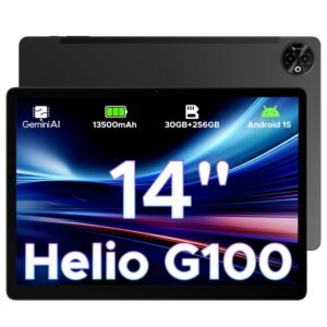 DOOGEE Tab E3 Max 14 Inch Tablet,Android 15 Tablet 13500mAh Large Battery,MTK G100 Octa-Core Gaming Tablets with Gemini AI,32GB+256GB (2TB TF),2160x1440 Display,4G LTE,16MP,5G WiFi/GPS/GMS/4 Speakers