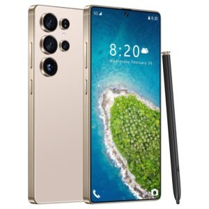 Huness I25 Ultra Unlocked Phone,Built in Pen The Phone,Cell Phone Battery 7000mAh 6.99" HD Screen,Android 14 12+512GB Smartphone,Dual SIM/5G/Face ID/Fingerprint Lock/GPS (Gold, 12+512)