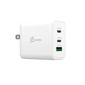 j5create 65W GaN USB-C 3 Port Charger, Compact and Foldable Wall Charger for MacBook Air, iPad Pro, iPhone 15/ Pro/Max, Galaxy S24/ S23, Dell XPS 13, Steam Deck, and More (JUP3365)