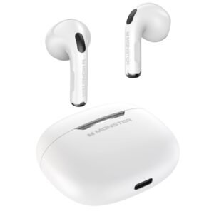 Monster N-Lite 208 Wireless Earbuds, Bluetooth Earbuds Touch Control, Headphones Bluetooth Wireless with 30H Playtime, Type-C Fast Charging, Clear Call, Comfortable Fit for Running, White