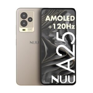 NUU A25 AMOLED 120Hz 6.7" Phone for T-Mobile, ATT, Cricket, Mint, Ultra, Metro, Gaming Phones, Octa-Core Helio G99, 4G/LTE Dual SIM, 6GB + 128GB 50MP Camera, Champagne, International Travel