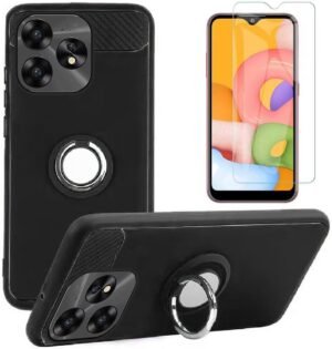 NUU A25 Phone Case and Screen Protector Tempered Glass, [Magnetic Car Mount] TPU Protection Cover Case and Screen Protector for NUU A25 (Black)