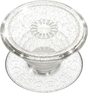 PopSockets Translucent Phone Grip with Expanding Kickstand, PopSockets for Phone, Adhesive Grip, Translucent PopGrip - Clear Glitter Silver