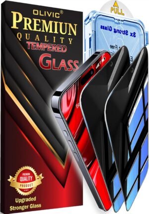 Privacy Screen Protector Compatible with iPhone 17 Pro Max (2 Pack), Tempered Glass, 3X Stronger, Super Privacy, Edge-to-Edge Coverage, HD Clear, Anti-Scratch, Anti-Fingerprint