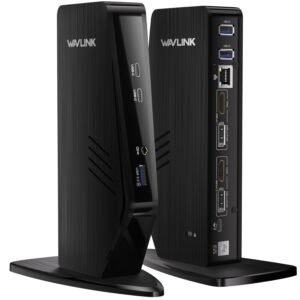 WAVLINK USB C Docking Station Dual Monitor, Dual 5K/4K@60Hz Displaylink Docking Station for M1/M2/M3/M4 Mac or Windows, 13-in-1 Laptop Dock with 2X HDMI, 2X DP, 130WPD, Gigabit Ethernet, 5X USB, Audio