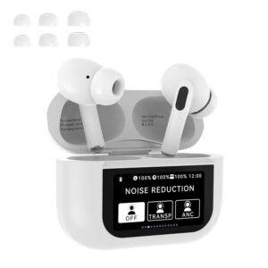 Wireless Bluetooth Ear Buds Noise Cancelling Smart Earbuds with Touch Screen Mic Deep Bass Stereo in Ear Headphones for Android Phones Working Out Gaming