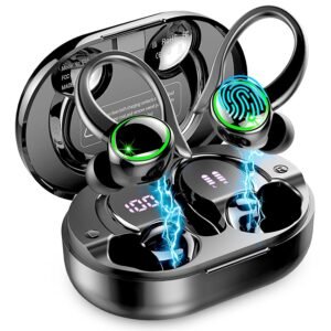 Wireless Earbuds, Bluetooth 5.4 Headphones Sports, 50H Playback Over-Ear buds with ENC Noise Cancelling Mic, Deep Bass Fitness Earphones with Earhooks, IP7 Waterproof Headset for Running Workout Gym