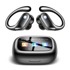 Wireless Earbuds, ENC Noise Cancelling Sport Ear Buds with Multifunctional Touch Screen, Bluetooth 5.4 Headphones, Bass Stereo Sound, 5 EQ Over The Ear Earbuds for Sports/Workout/Gym-Black