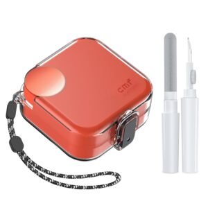 [with Safety Lock] Compatible with CMF Buds/CMF Buds 2a Case Cover, Full Body Shockproof Hard PC Protective Case with Lanyard & Cleaner Kit Accessories Set(Clear)