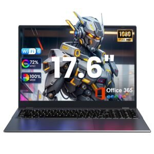 17.6 inch Student-Laptop Computer, 2025 16GB RAM 640GB Storage TF Expandable 512GB Laptop, Quad-Cores Processor, 1920X1200 FHD Display, 1 Year Office 365, Backlit Keyboard, WiFi 6, Type C