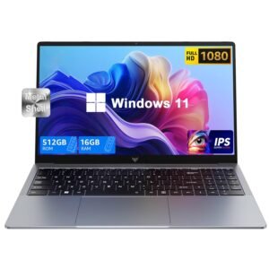 2025 Laptop with Windows 11, Intel Quad-Core Processor (up to 3.6GHZ)16GB DDR4 RAM 512GB SSD,15.6 Inch FHD IPS Display, Metal Body,5000mAh Battery,USB3.2,Portable Laptops Computer for Business Office