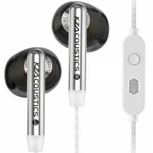 Dual Dynamic Driver in-Ear Headphones KZ Duet Earphones– Comfortable Semi-in-Ear Earbuds with Crystal-Clear Sound, Ideal for Music and Gaming (with Microphone, Black)
