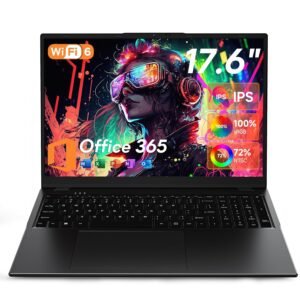 jumper 17.6 Inch Laptop, 4-Core N95 Processor, 16GB DDR5 RAM 640GB SSD, Windows 11 Laptops Computer with 100% sRGB IPS FHD Display, Office 365, Backlit Keyboard, WiFi 6, BT5.2, Type-C, Black