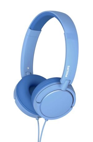 Philips K2019 Wired Headphones for School, Kids Headphones with Cord, Durable and Foldable, Safe Volume Limited, Ultra Lightweight, Built-in Microphone, On-Ear Girls Boys Toddler Headphone, Blue
