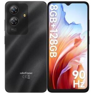 Ulefone Note 21 Cell Phone 2025 Android 14 8GB + 128GB/1TB SD, Octa Core 6.56" HD+ 2.5D 90Hz, 13P + 8MP Camera 5000mAh Smartphone, 4G Dual SIM Fingerprint + Face ID GPS OTG Phones Unlocked- Black