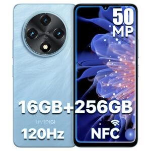 UMIDIGI G100 Unlocked Cell Phone Android 14, 6.9" HD+ 120Hz,Octa-core 16GB +256GB Expand 1TB,GPS Unlocked Smartphone,6000mAh,50MP Triple Camera,Dual 4G LTE Phone, NFC,AI Face Unlock,OTG,Blue