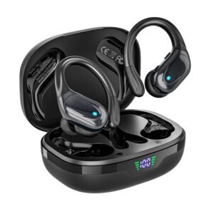 Wireless Bluetooth Earbuds, Sports Headphones with Charging Case (Black)