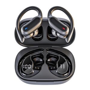Wireless Earbuds, Bluetooth 5.3 Headphones, True Wireless Stereo Earphones with IPX6 Waterproof, Noise Cancelling Mic, Fast Charging and Comfort Fit Ear Buds for Sports, Workouts - Black