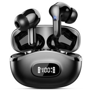 Wireless Earbuds, Bluetooth Headphones 5.4 HiFi Stereo, Ear Buds with 4 ENC Noise Cancelling Mics, 48H Bluetooth Earbuds with Dual LED Display, IP7 Waterproof in Ear Earphones for Android iOS, Black