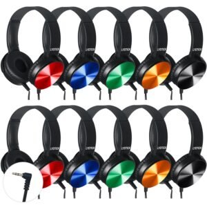 LYDTICK 10 Pack Kids Headphones Bulk for School Classroom, Over-Ear Headphones Wired School Supplies for Kids Students Teachers, 3.5mm Jack(Multicolor)