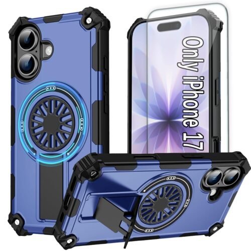 17 Phone Case Magnetic for i Phone 17, with Stand and HD Screen Protector [Compatible