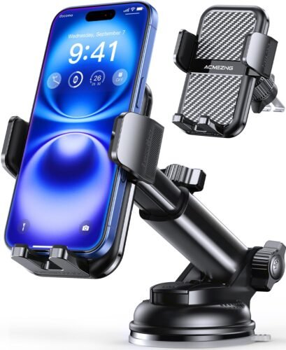 3-in-1 Car Phone Holder [122+LBS Strongest Suction & Stable Clamp Arm] 360°