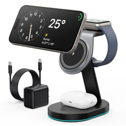 3 in 1 Wireless Charger Charging Station for iPhone,Qi2 Certified 15W
