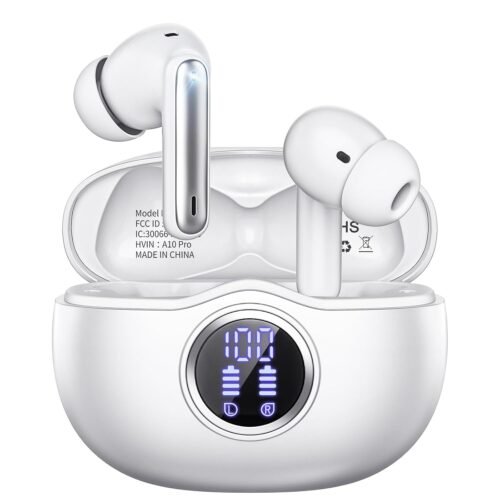 A10 Pro Wireless Earbuds, Bluetooth 5.3 Headphones HiFi Stereo 50H Playback LED Digital Display Ear Buds with