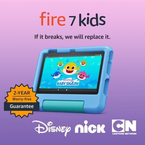 Amazon Fire 7 Kids tablet (newest model) ages 3-7. Top-selling 7″ kids tablet on