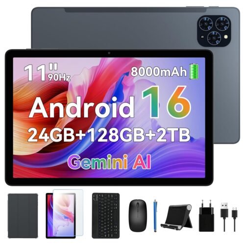 Android Tablet, 11 inch Android 16 Tablet, 8000mAh, 24GB RAM