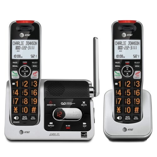 AT&T BL102-2 DECT 6.0 2-Handset Cordless Phone for Home with Answering Machine, Call Blocking, Caller