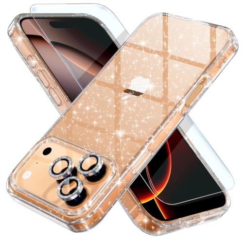 Choiche Compatible for iPhone 17 Pro Max Case, Women Cute Clear Glitter
