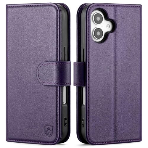 Compatible with iPhone 17 Genuine Leather Case Wallet with Card Holder,Women Men