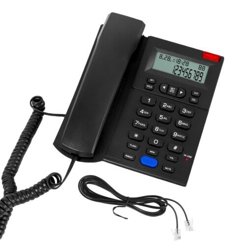 Corded Phone, Desktop Landline with Caller ID, Adjustable Ringer and Speaker Volume, Redial, Speed Dial, Caller Indicator Light, for Home