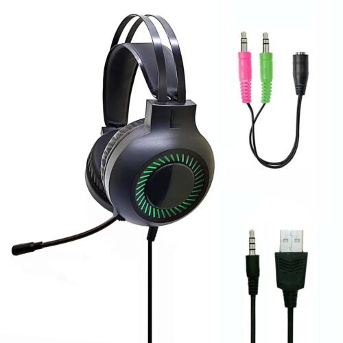 Gaming Headset with RGB LED Lights, Stereo Sound,