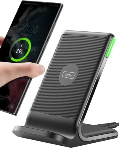 INIU Wireless Charger, 15W Fast Qi Certified Wireless Charging Station with Sleep-