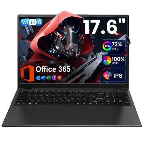 jumper 17.6 Inch Laptop Computer, Windows 11 Laptop with 100% sRGB IPS FHD Display, 1 Year Office 365, 16GB DDR4 640GB SSD Notebook, Quad-Cores Processor, Backlit Keyboard, WiFi 6, BT5.2, Type-C