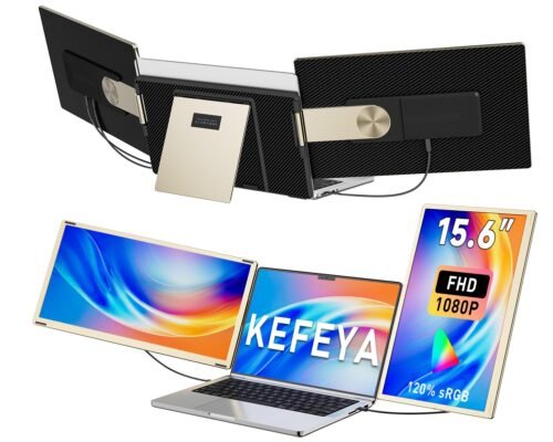 Laptop Screen Extender 15.6″, FHD 1080P Portable Triple Monitor for Laptops 13-17.3″, 120% sRGB 235° Rotation Detachable Laptop Monitor Extender for Windows/Mac/Dex/Chrome/Surface, Plug n Play