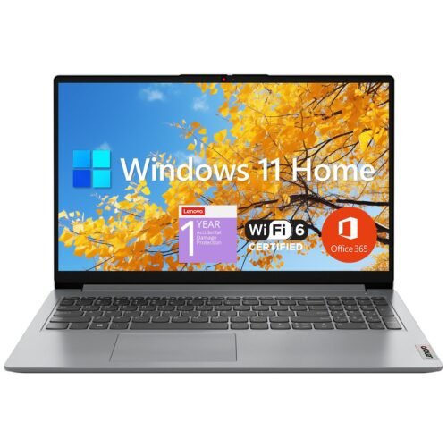 Lenovo IdeaPad 1 Student Laptop, 15.6″ FHD Display, Intel Dual Core Processor, 12GB RAM, 512GB SSD + 128GB eMMC, 1 Year Office 365,