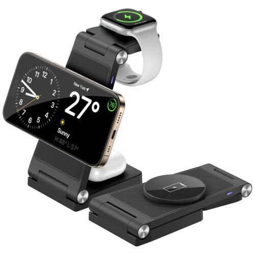 Magnetic Wireless Charger Stand, 3 in 1 Foldable