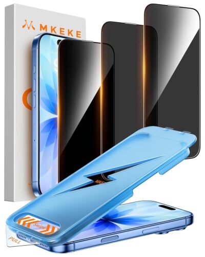 Mkeke for iPhone 17 Privacy Screen Protector 3 Pack, 25° Anti Spy & Auto Installation