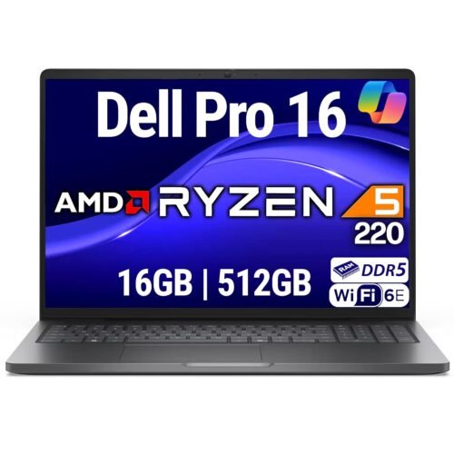 Oemgenuine Dell Pro 16 FHD+ 16″ (Replaces Latitude 3550), AMD Ryzen 5 220, 16GB DDR5 RAM, 512GB SSD, Backlit Keyboard, WiFi 6E + BT, RJ-45, HDMI, HD Webcam, W11P, Business Laptop, Black Visit the Oemgenuine Store